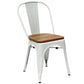 Silla Tolix con asiento de madera - Blanco