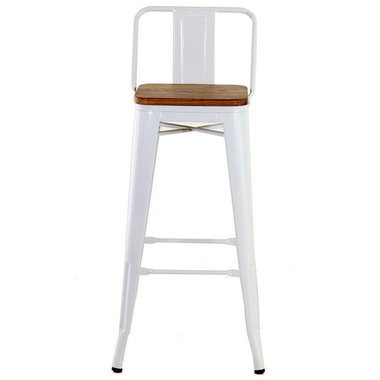 Banco Tolix, asiento de madera - Blanco